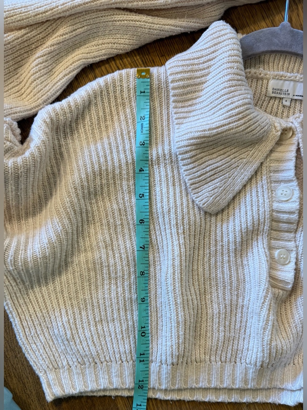 DANIELLE BERNSTEIN Cream Cropped Rib Knit Sweater - Picture 8 of 8